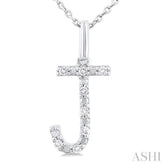 1/20 ctw Initial 'J' Round Cut Diamond Fashion Pendant With Chain in Sterling Silver